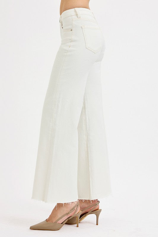 Cream Low Rise Tummy Control Wide Leg Jean