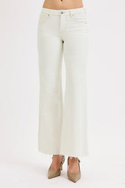 Cream Low Rise Tummy Control Wide Leg Jean