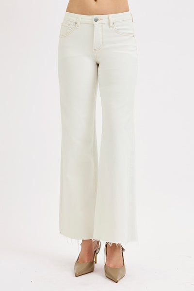 Cream Low Rise Tummy Control Wide Leg Jean
