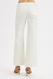 Cream Low Rise Tummy Control Wide Leg Jean