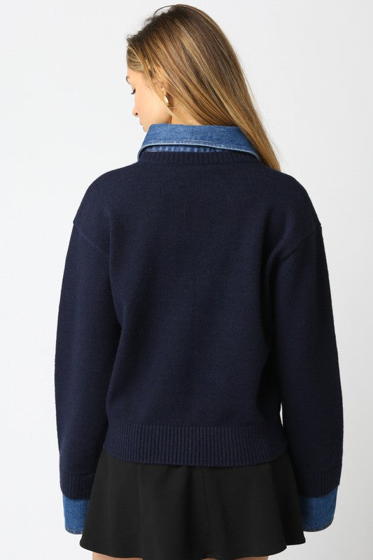 Ainslow Denim Trim Sweater