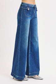 Farelle Mid Rise Wide Leg with Front Patch Pocket
