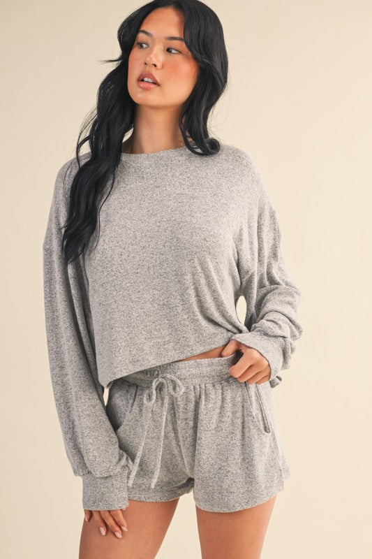 Jilly Brushed Hacci Long Sleeve Crewneck Top