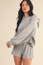 Jilly Brushed Hacci Long Sleeve Crewneck Top