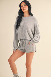 Jilly Brushed Hacci Long Sleeve Crewneck Top