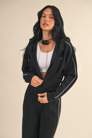 Super Soft Air Scuba Full Zip Hoodie with Piping Trim
