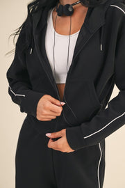 Super Soft Air Scuba Full Zip Hoodie with Piping Trim