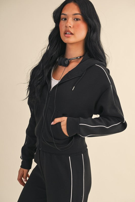 Super Soft Air Scuba Full Zip Hoodie with Piping Trim
