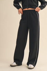 Super Soft Air Scuba Wide Leg Pants with Piping