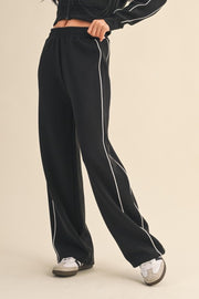 Super Soft Air Scuba Wide Leg Pants with Piping