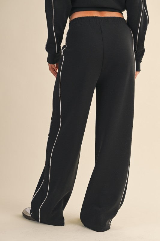 Super Soft Air Scuba Wide Leg Pants with Piping