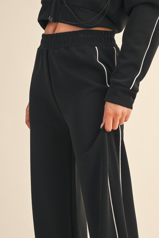 Super Soft Air Scuba Wide Leg Pants with Piping
