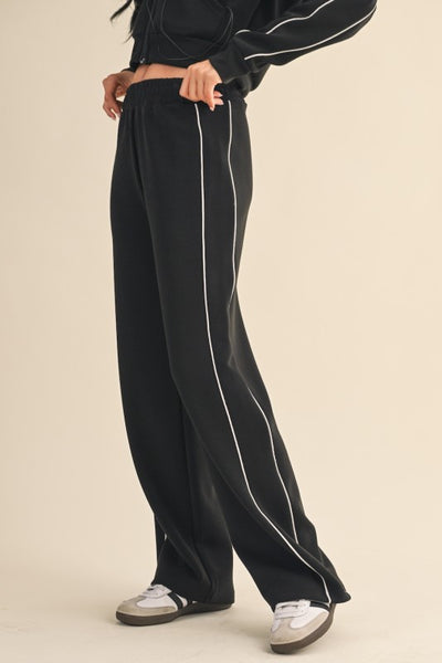 Super Soft Air Scuba Wide Leg Pants with Piping