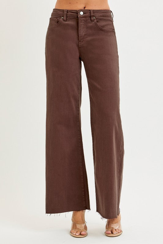 Choco High Rise Palazzo Ankle Jeans