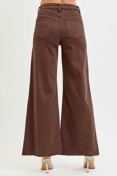 Choco High Rise Palazzo Ankle Jeans