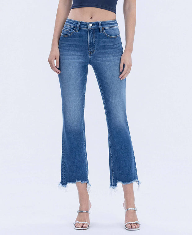 Devi High Rise Kick Crop Flare Jeans