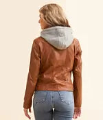 Alice Leather Jacket with Removable Hoodie
