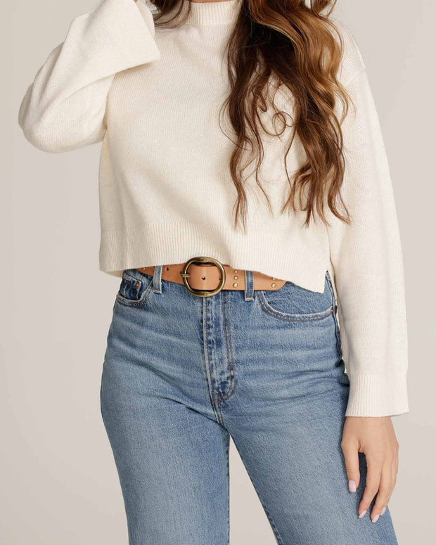 Dion | Round Buckle Leather Studded Belt