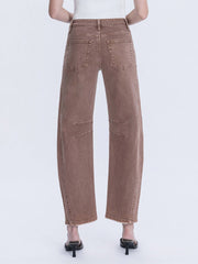 Light Cocoa High Rise Ankle Barrel Leg Jeans