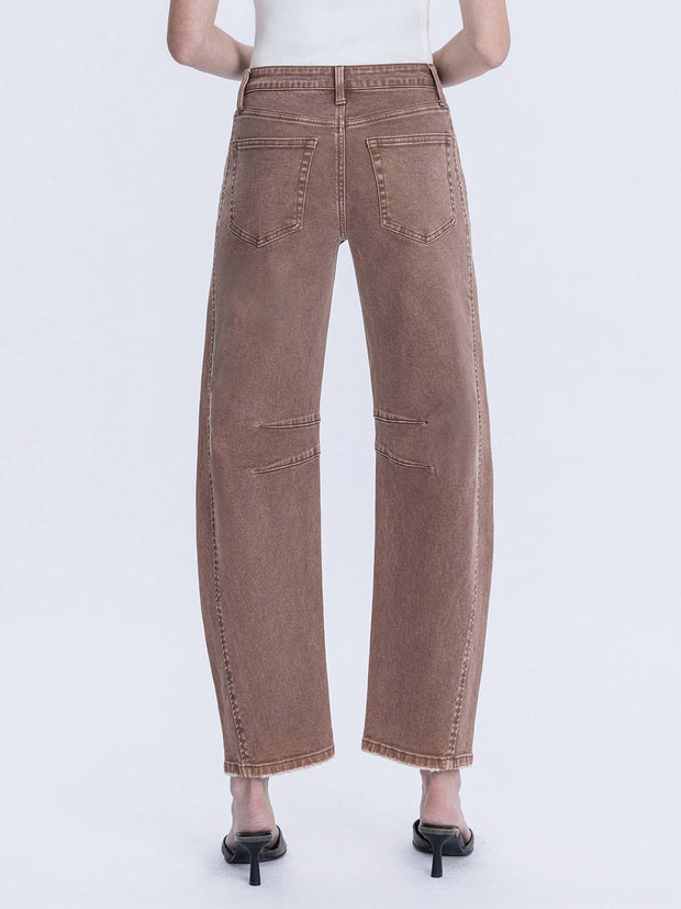Light Cocoa High Rise Ankle Barrel Leg Jeans