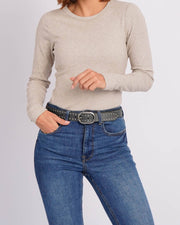 Zwier | Oval Buckle Leather Studded Belt