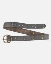 Dion | Round Buckle Leather Studded Belt