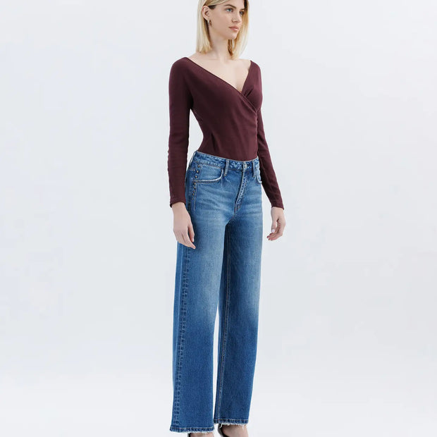 Studded High Rise Wide Leg Jean