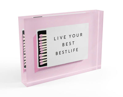 Live Your Best Life Matches Crystal Block  Table Decor    