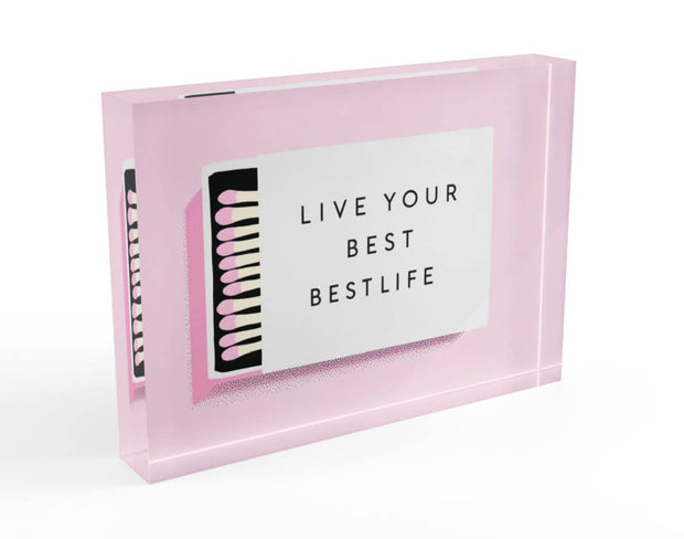 Live Your Best Life Matches Crystal Block  Table Decor    