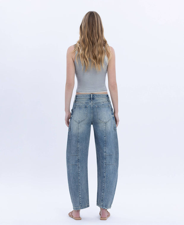Serene High Rise Crop Barrel Jean