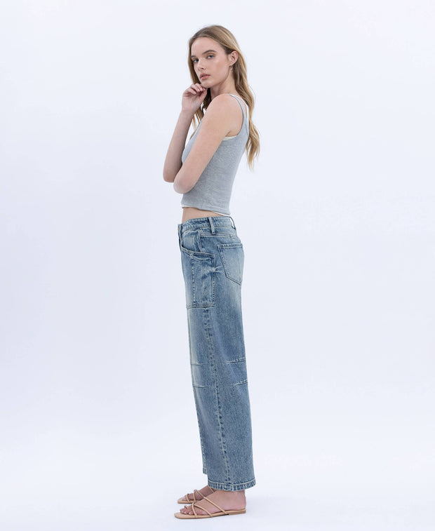 Serene High Rise Crop Barrel Jean