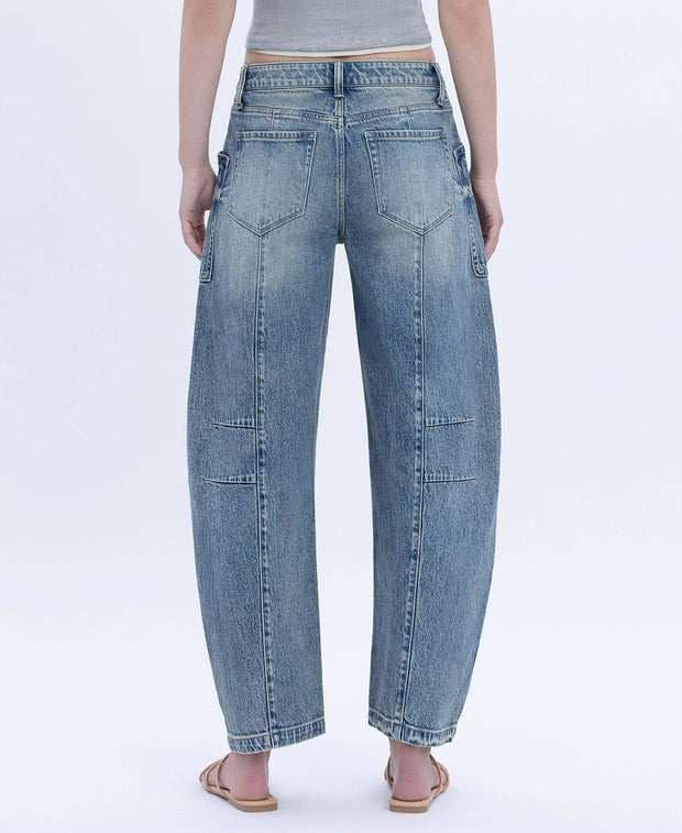 Serene High Rise Crop Barrel Jean