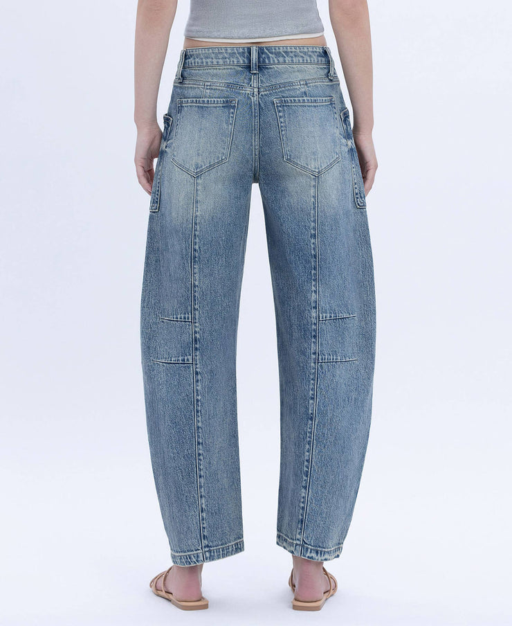 Serene High Rise Crop Barrel Jean