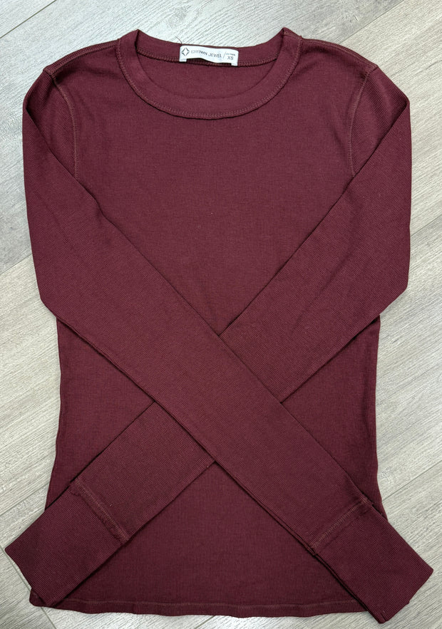 Long Sleeve Ribbed Crew