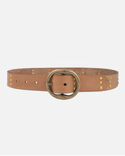 Dion | Round Buckle Leather Studded Belt