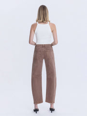 Light Cocoa High Rise Ankle Barrel Leg Jeans