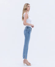 High Rise Trouser Slit Hem Cropped Kick Flare Jeans