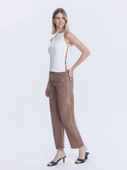 Light Cocoa High Rise Ankle Barrel Leg Jeans