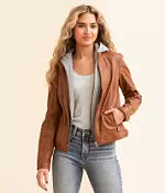 Alice Leather Jacket with Removable Hoodie