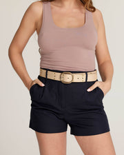 Devi | Antique Brass-Accented Leather Belt