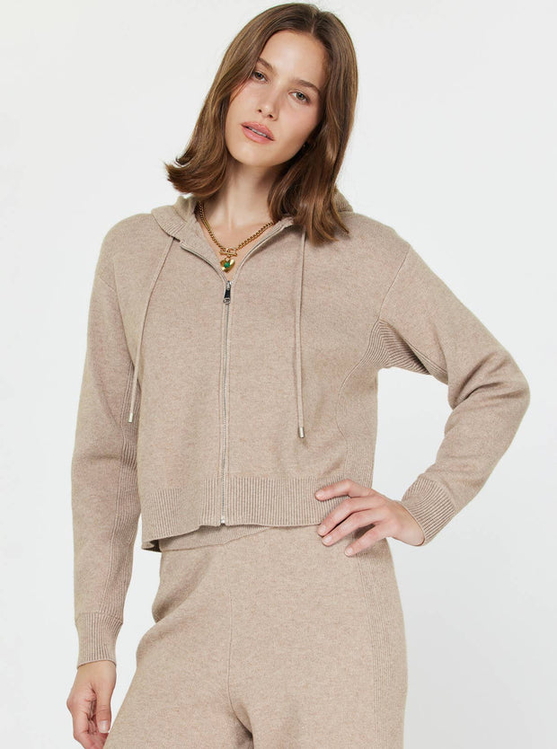 Paige Cropped Knit Hoodie Zip-up