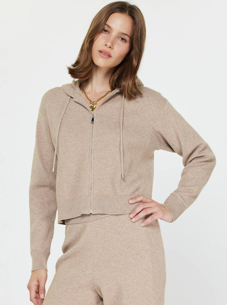Paige Cropped Knit Hoodie Zip-up