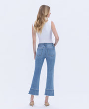 High Rise Trouser Slit Hem Cropped Kick Flare Jeans