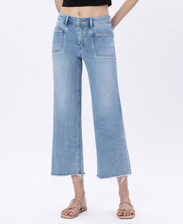 Daisy High Rise Crop Slim Wide Leg Jean