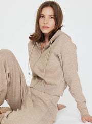 Paige Cropped Knit Hoodie Zip-up