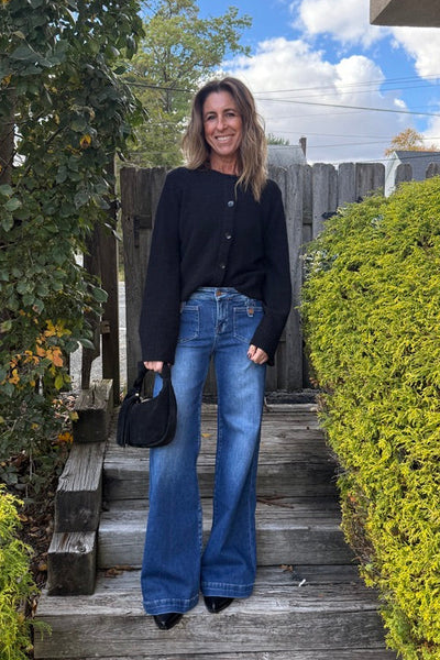 Farelle Mid Rise Wide Leg with Front Patch Pocket