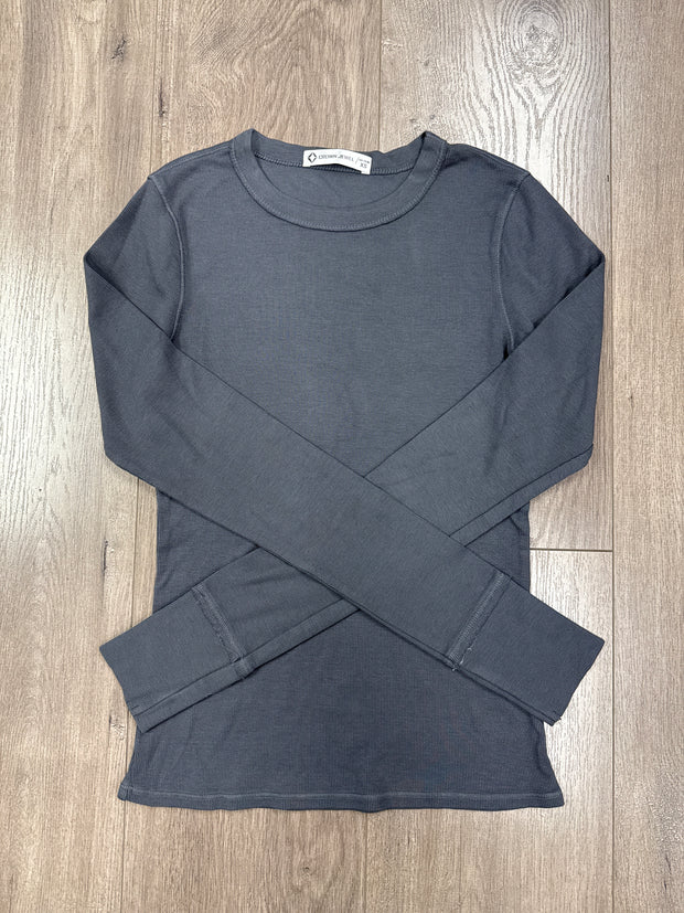 Long Sleeve Ribbed Crew