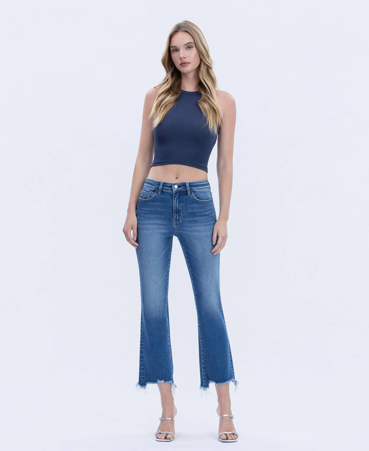 Devi High Rise Kick Crop Flare Jeans