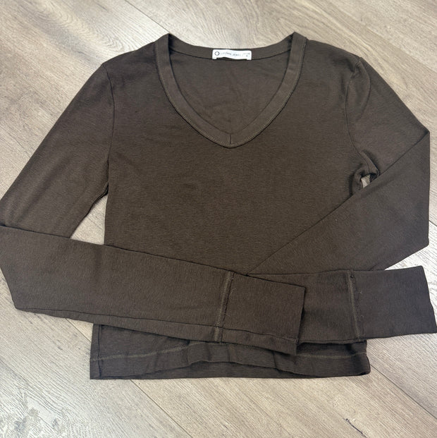 Luxx Long Sleeve Cropped V Neck