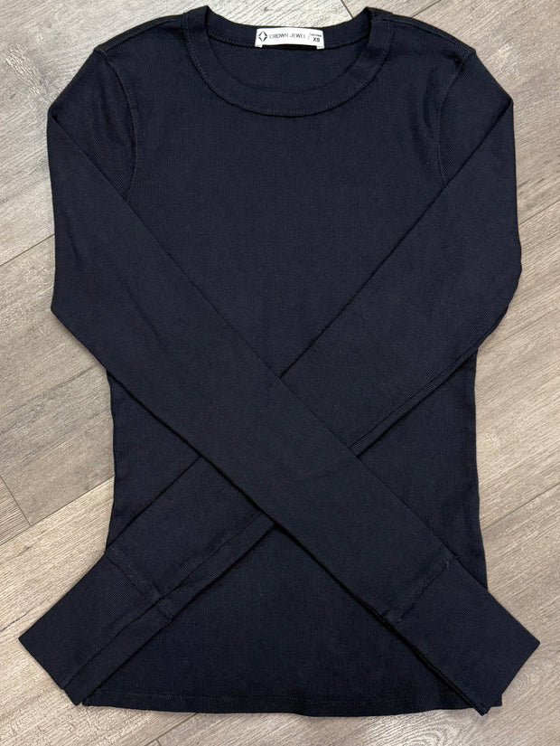 Long Sleeve Ribbed Crew